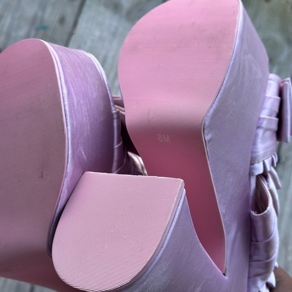 Dolls Kill Pink Satin Platform Shoes - Picture 5 of 5